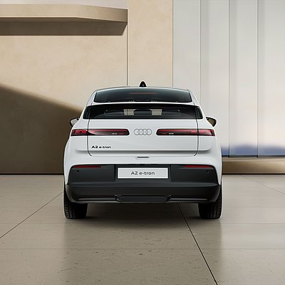 Audi A2 e-tron weiss 125 kw Heckansicht zentriert Audi A2 e-tron weiss 125 kw Heckansicht zentriert