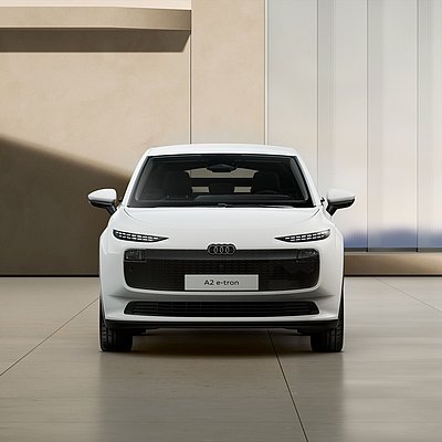 Audi A2 e-tron weiss 125 kw Frontansicht zentriert Audi A2 e-tron weiss 125 kw Frontansicht zentriert