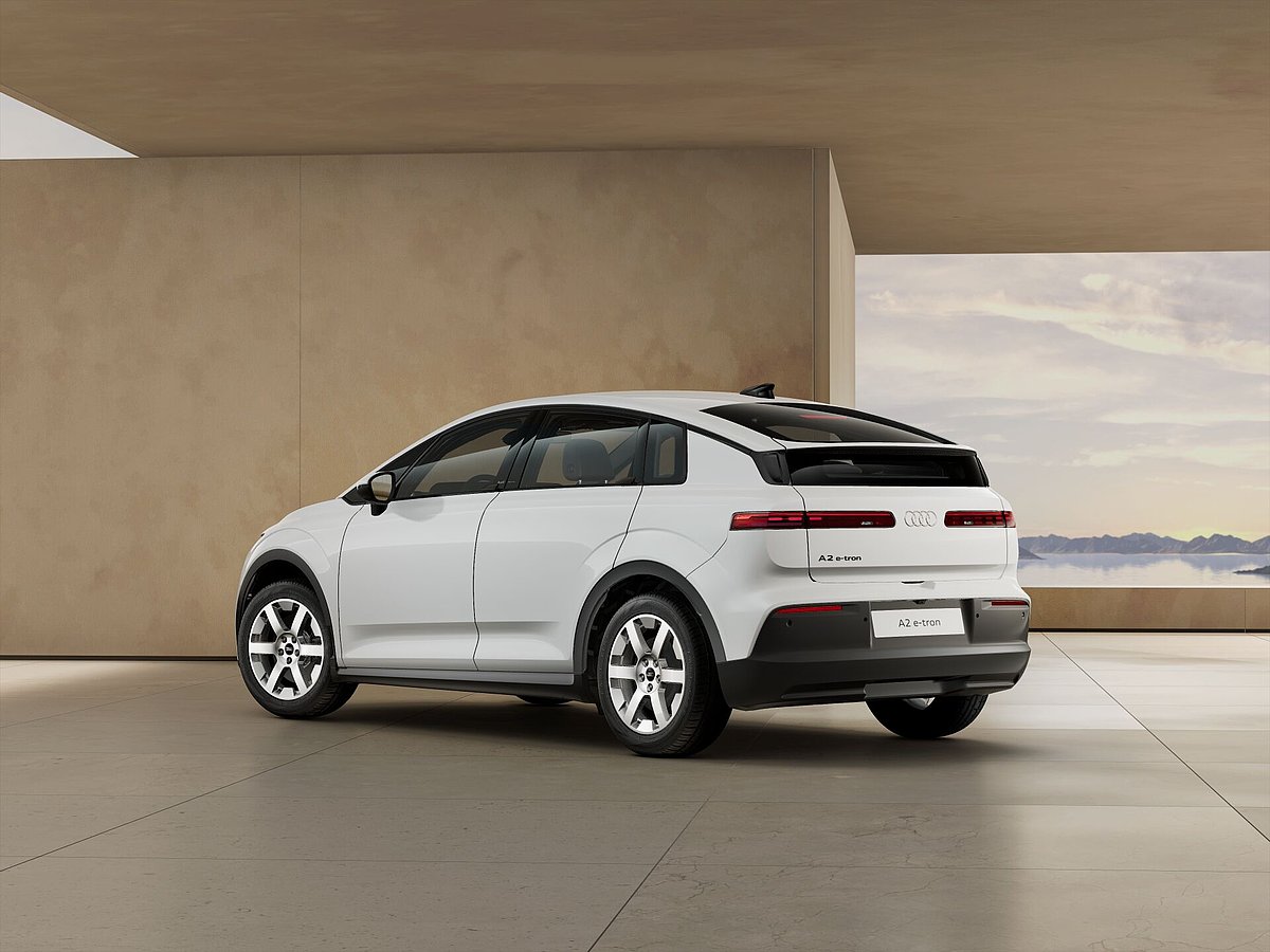Audi A2 e-tron weiss 125 kw Heckansicht schräg rechts Audi A2 e-tron weiss 125 kw Heckansicht schräg rechts