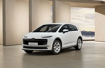 Audi A2 e-tron 125 kw weiß Frontansicht schräg links