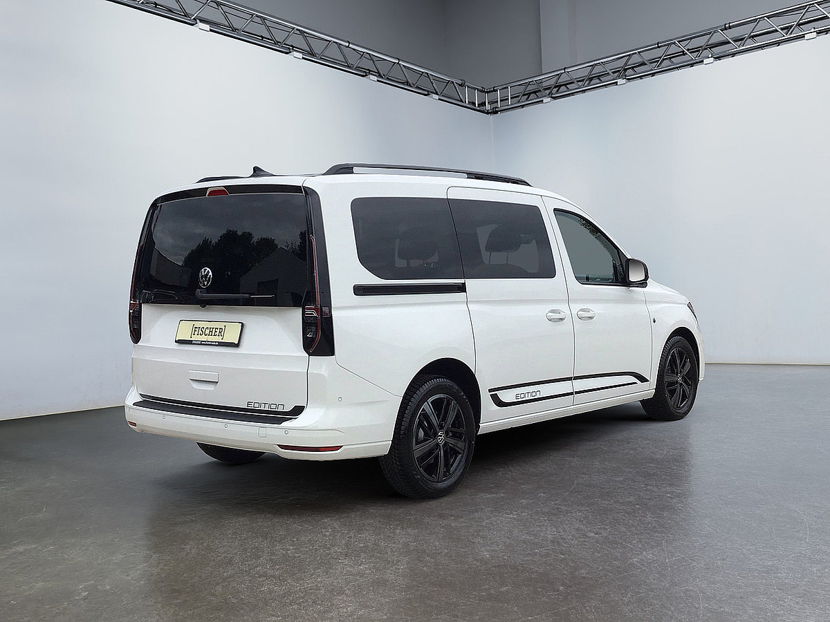 VW NFZ Caddy Edition weiß schräg von hinten VW NFZ Caddy Edition weiß schräg von hinten