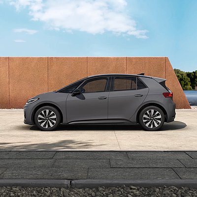 Seitenansicht des grauen VW ID.3 Neo