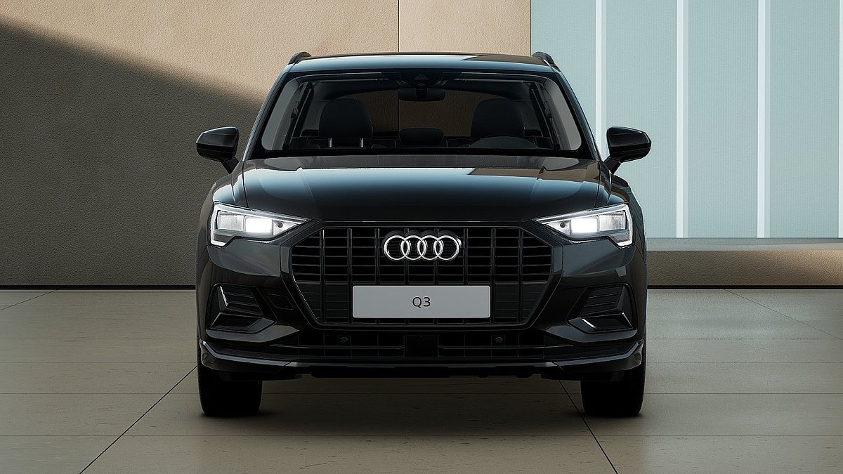 Audi Q3 in Schwarz in der Frontansicht