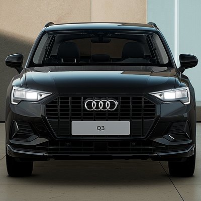 Audi Q3 in Schwarz in der Frontansicht