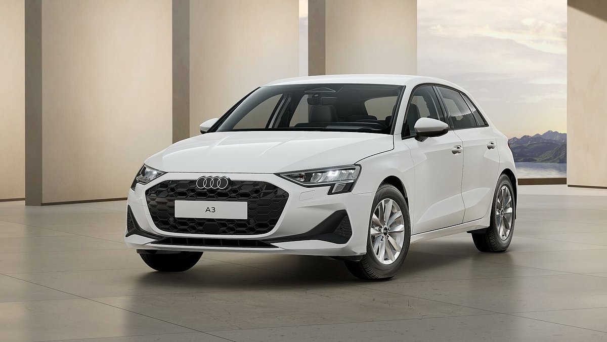 Audi A3 Sportback weiß 110 kw TFSI Frontansicht schräg links