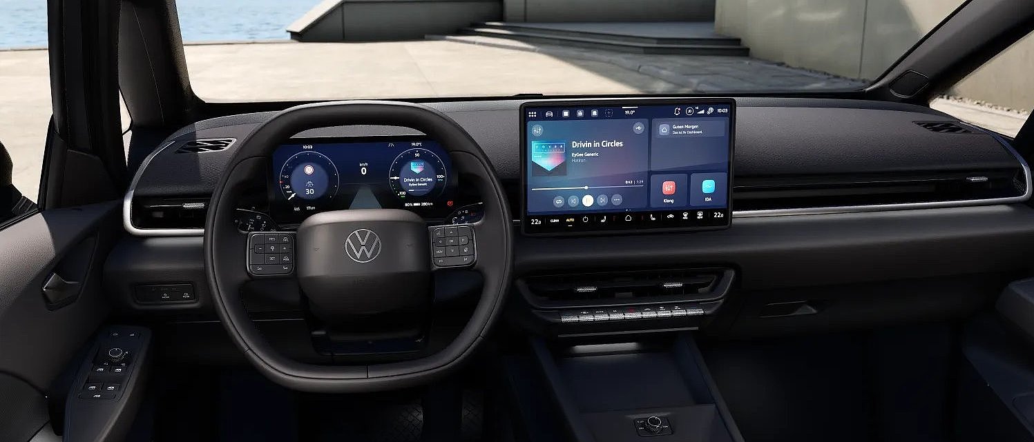 Innenraum und Cockpit des VW ID.3 Neo Trend mit Blick nach vorne