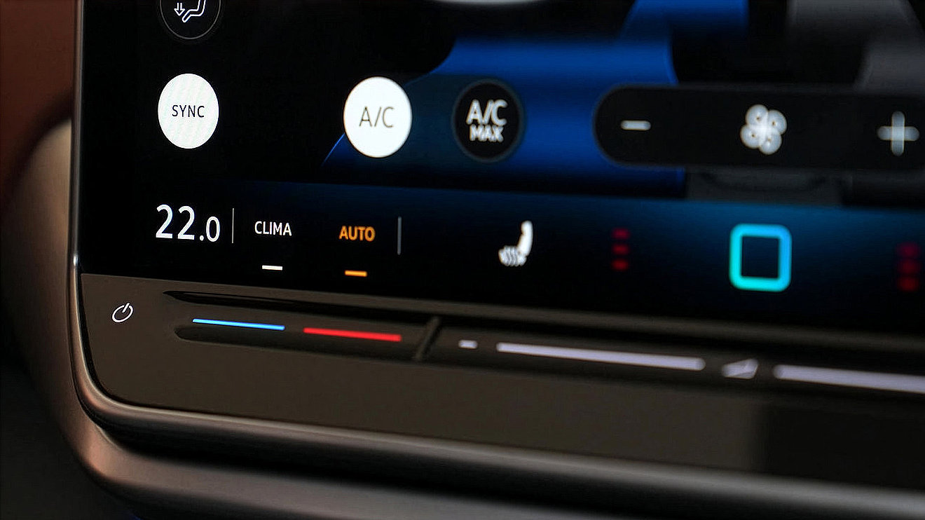 Klimatisierung und Heizung im Elektroauto mit eingestellten 22 Grad