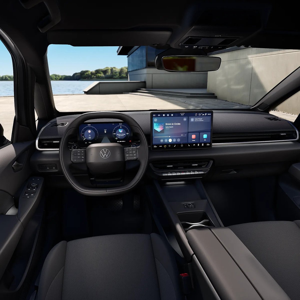 Innenraum und Cockpit des VW ID.3 Neo Trend mit Blick nach vorne