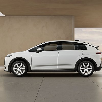 Audi A2 e-tron weiss 125 kw Seitenansicht Fahrerseite Audi A2 e-tron weiss 125 kw Seitenansicht Fahrerseite