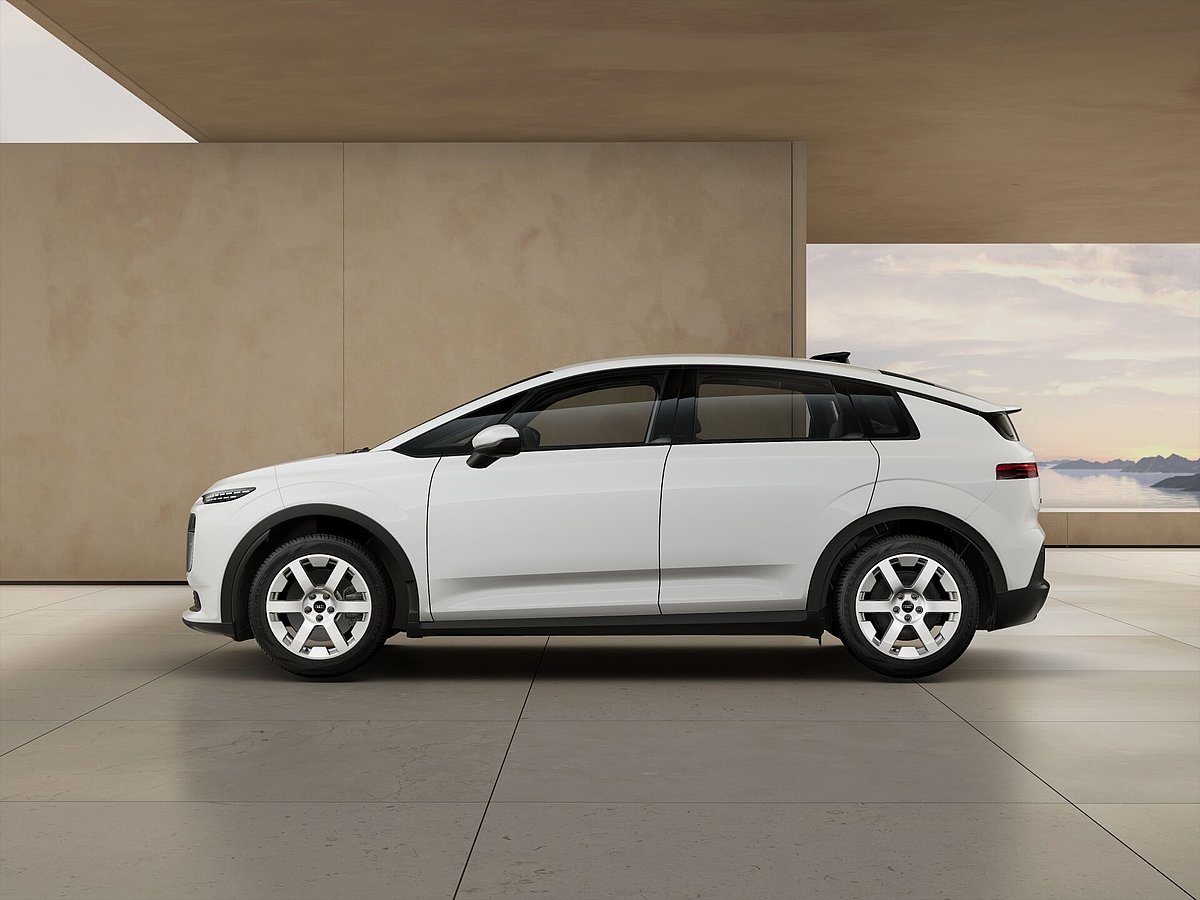 Audi A2 e-tron weiss 125 kw Seitenansicht Fahrerseite Audi A2 e-tron weiss 125 kw Seitenansicht Fahrerseite