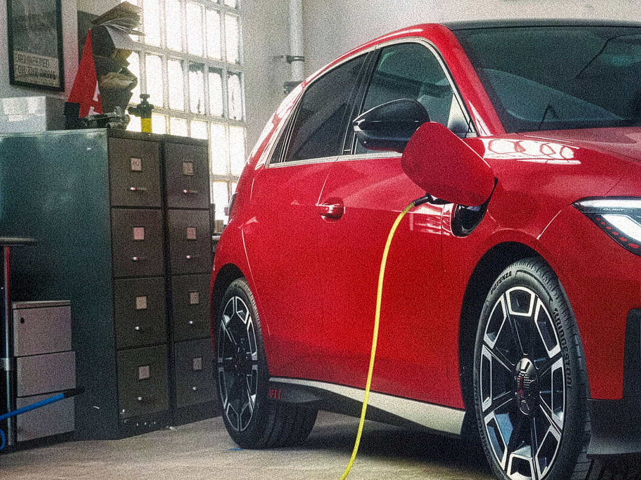 garage.jpg	Elektroauto beim Laden mit Ladekabel in einer Garage