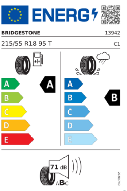 EU-Reifenlabel für VW ID.3 Neo Trend Reifen von Bridgestone in Größe 215/55 R18 95 T