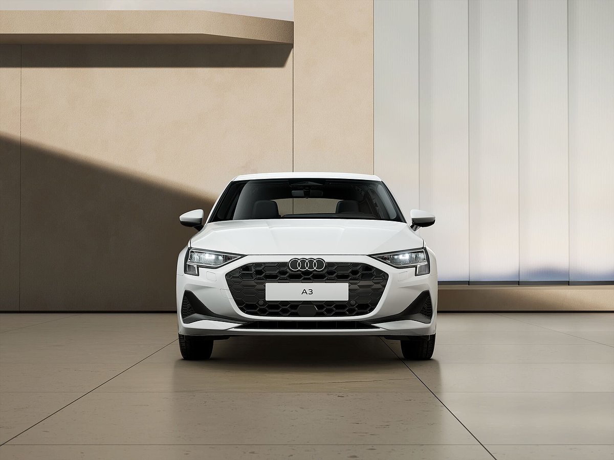 Audi A3 Sportback weiß 110 kw TFSI Frontansicht zentriert
