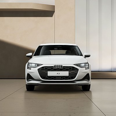 Audi A3 Sportback weiß 110 kw TFSI Frontansicht zentriert