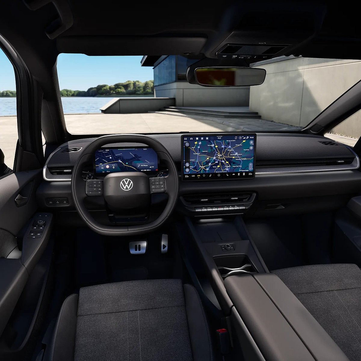 Cockpit des VW ID.3 Neo Style mit Digitaldisplay und großem Navigationsscreen