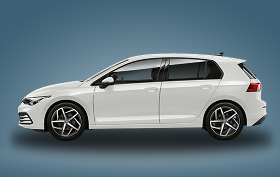 Volkswagen Golf als Mietwagen in Seitenansicht