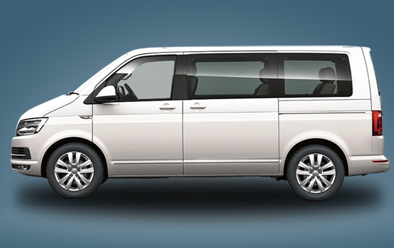 Volkswagen Multivan als Mietwagen in Seitenansicht